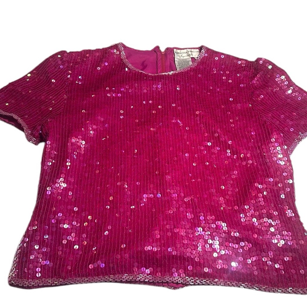 Adrianna Papell vintage 90s pink sequin boxy evening blouses